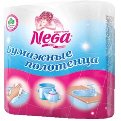 Полотенца бумажные 2-слойн. целлюлоза (2 рул/уп) Нега Полотенца бумажные 2-слойн. целлюлоза (2 рул/уп) Нега