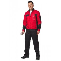 Костюм "ГРАНД" летний: куртка, полукомбинезон чёрный с красным