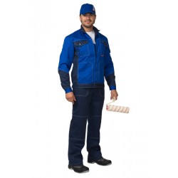 Костюм "ГРАНД" летний: куртка, полукомбинезон синий с васильковым