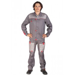 Костюм "Фаворит" с полукомбинезоном (т.серый/св.серый/красный)