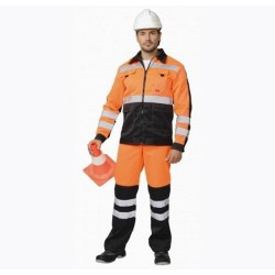 Костюм "МАГИСТРАЛЬ-ЛЮКС" : куртка, брюки оранжевый с чёрным и СОП