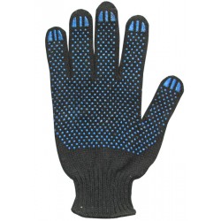 Перчатки трикотажные 5-ти нитка черные с ПВХ (точка)
